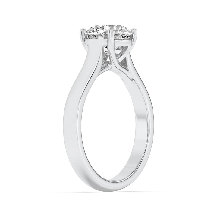 1CTW Round Shaped Lab Grown Diamond (F/VVS) Plain Cathedral Trellis Shank Solitaire Engagement Ring in 14K Gold