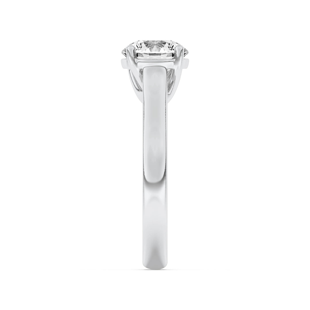 1CTW Round Shaped Lab Grown Diamond (F/VVS) Plain Cathedral Trellis Shank Solitaire Engagement Ring in 14K Gold