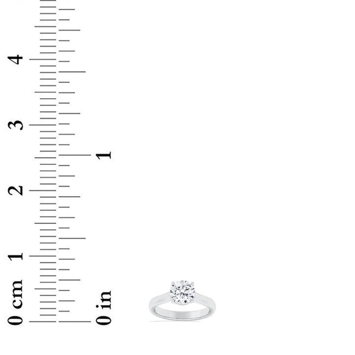 1CTW Round Shaped Lab Grown Diamond (F/VVS) Plain Cathedral Trellis Shank Solitaire Engagement Ring in 14K Gold