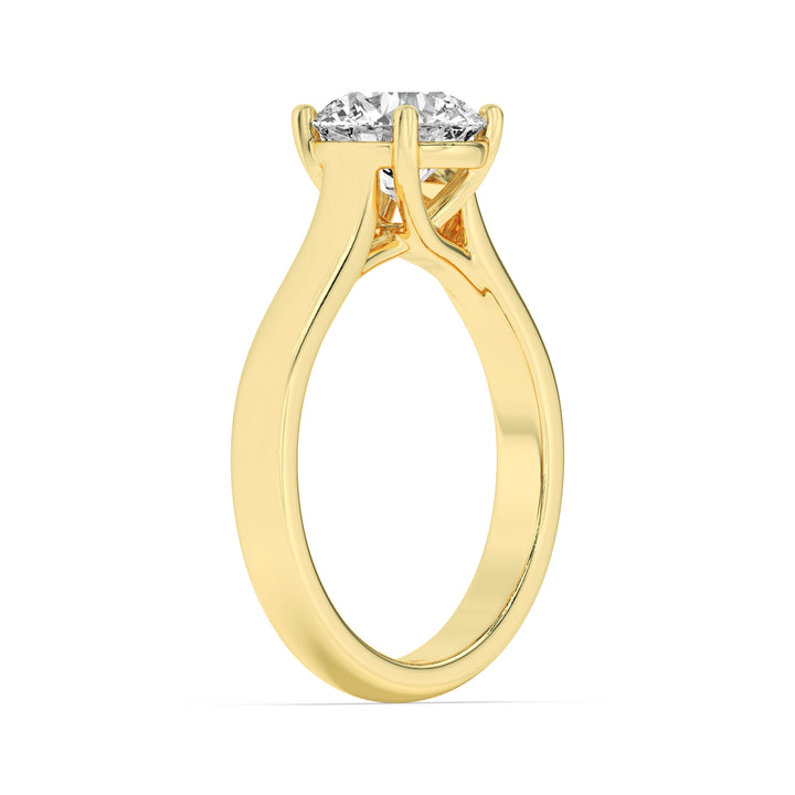 1CTW Round Shaped Lab Grown Diamond (F/VS) Plain Cathedral Trellis Shank Solitaire Engagement Ring in 14K Gold