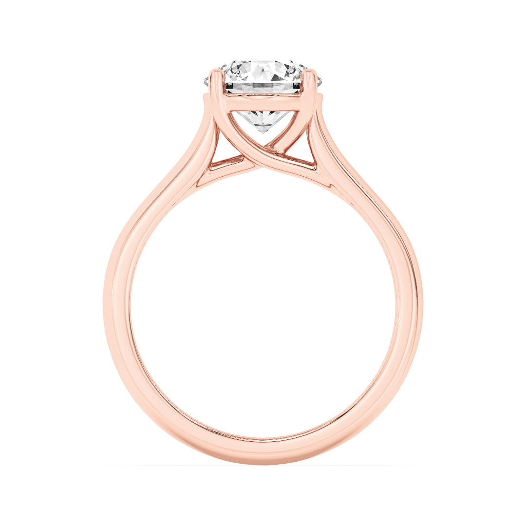 1CTW Round Shaped Lab Grown Diamond (F/VS) Plain Cathedral Trellis Shank Solitaire Engagement Ring in 14K Gold