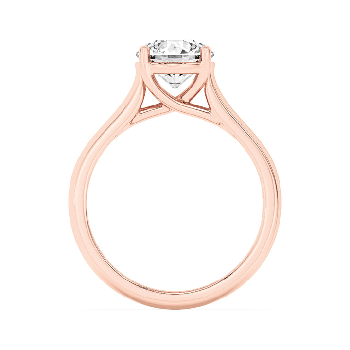 1CTW Round Shaped Lab Grown Diamond (F/VS) Plain Cathedral Trellis Shank Solitaire Engagement Ring in 14K Gold