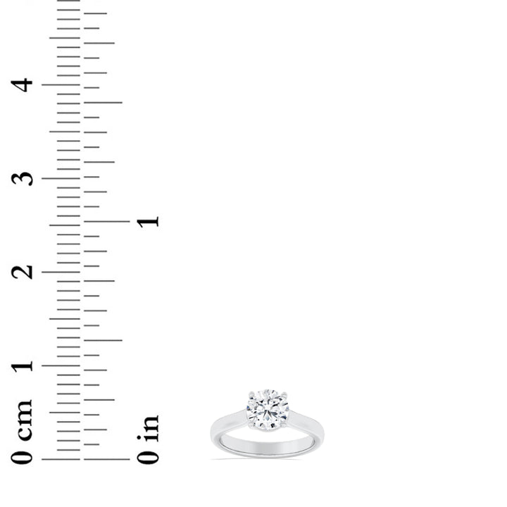 1.5Cttw Round Shaped Lab Grown Diamond (F/VS) Plain Cathedral Trellis Shank Solitaire Engagement Ring in 14K Gold