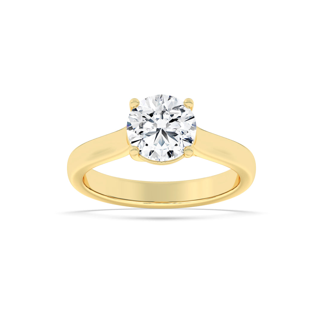 2Cttw Round Shaped Lab Grown Diamond (F/VS) PlainCathedral Trellis Shank Solitaire Engagement Ringin 14K Gold