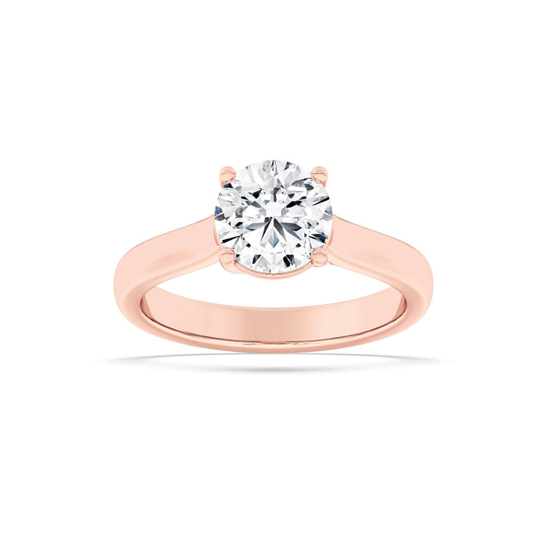 2Cttw Round Shaped Lab Grown Diamond (F/VS) PlainCathedral Trellis Shank Solitaire Engagement Ringin 14K Gold