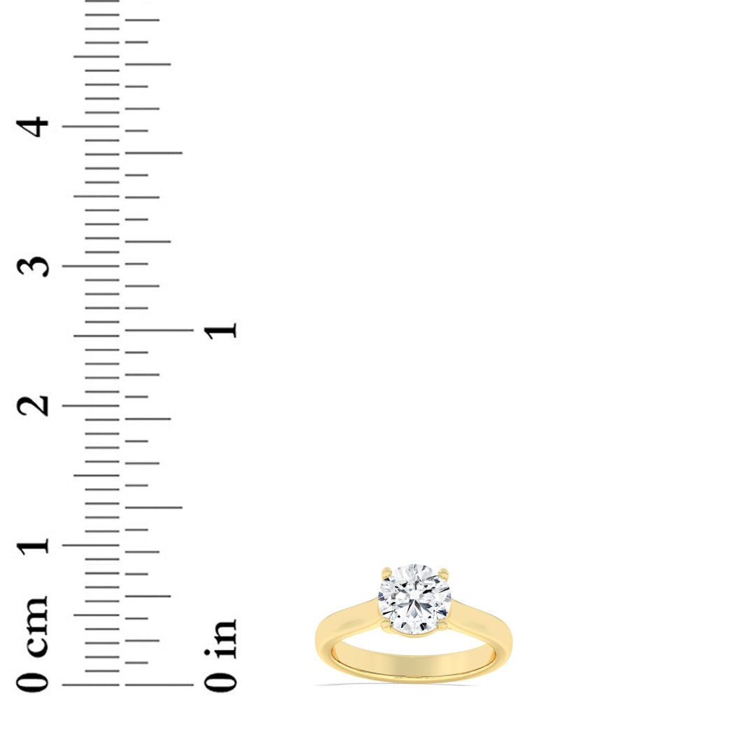 3Cttw Round Shaped Lab Grown Diamond (G/VS) PlainCathedral Trellis Shank Solitaire Engagement Ringin 14K Gold