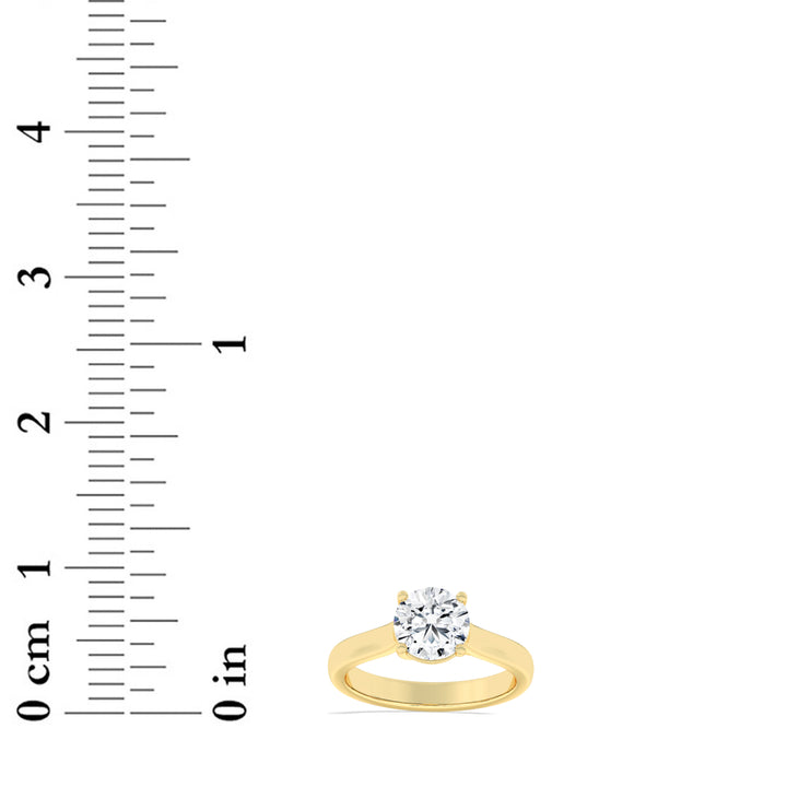3Cttw Round Shaped Lab Grown Diamond (G/VS) PlainCathedral Trellis Shank Solitaire Engagement Ringin 14K Gold