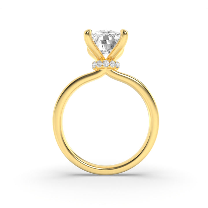 1.5CTW Elongated Cushion Shaped Lab Grown Diamond (F/VS) Hidden Halo Plain Shank Engagement Ring in 14K Gold