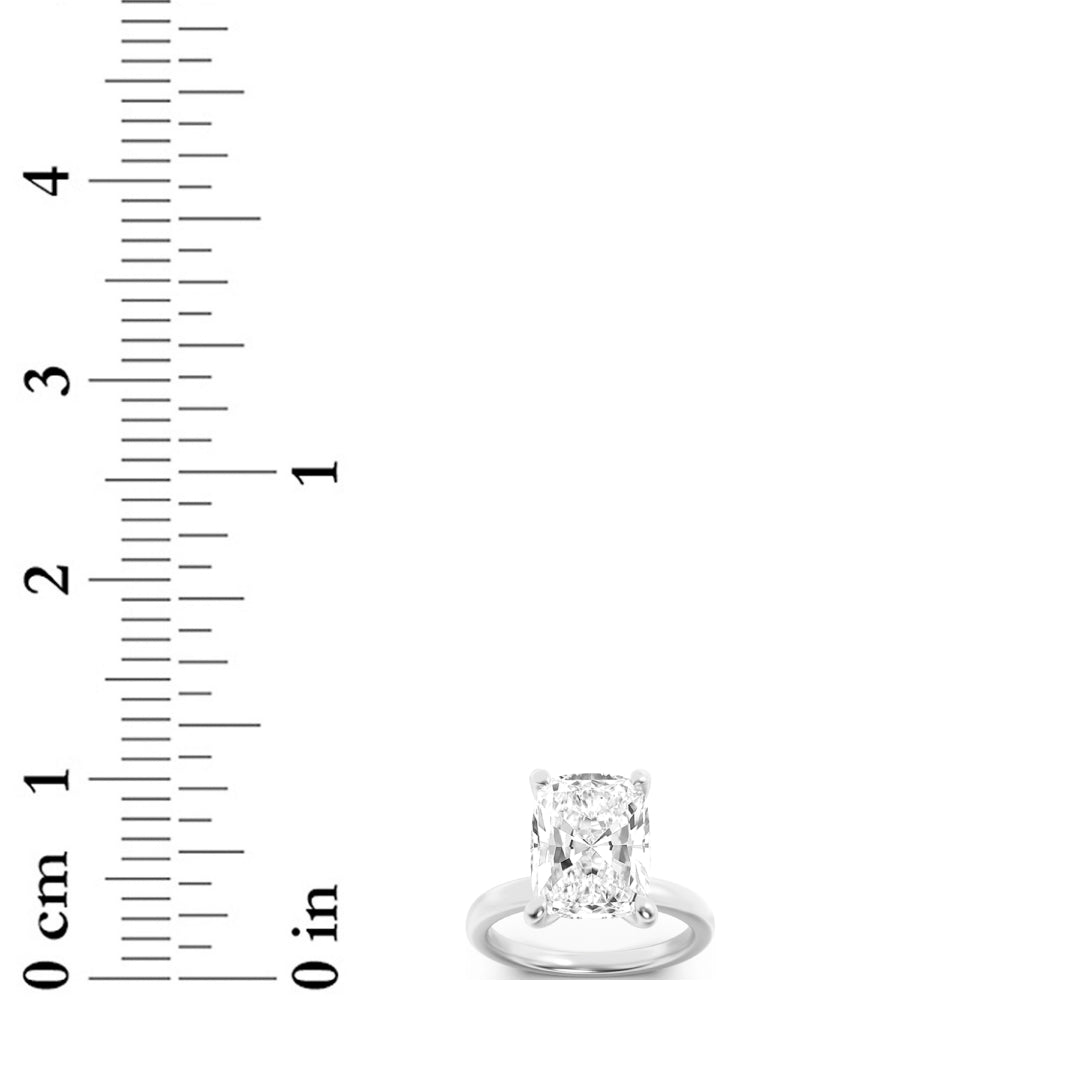 2Cttw Elongated Cushion Shaped Lab Grown Diamond (F/VS) Hidden Halo Plain Shank Engagement Ring in 14K Gold