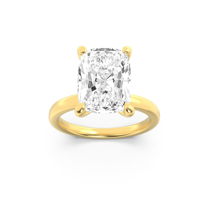 2Cttw Elongated Cushion Shaped Lab Grown Diamond (F/VS) Hidden Halo Plain Shank Engagement Ring in 14K Gold