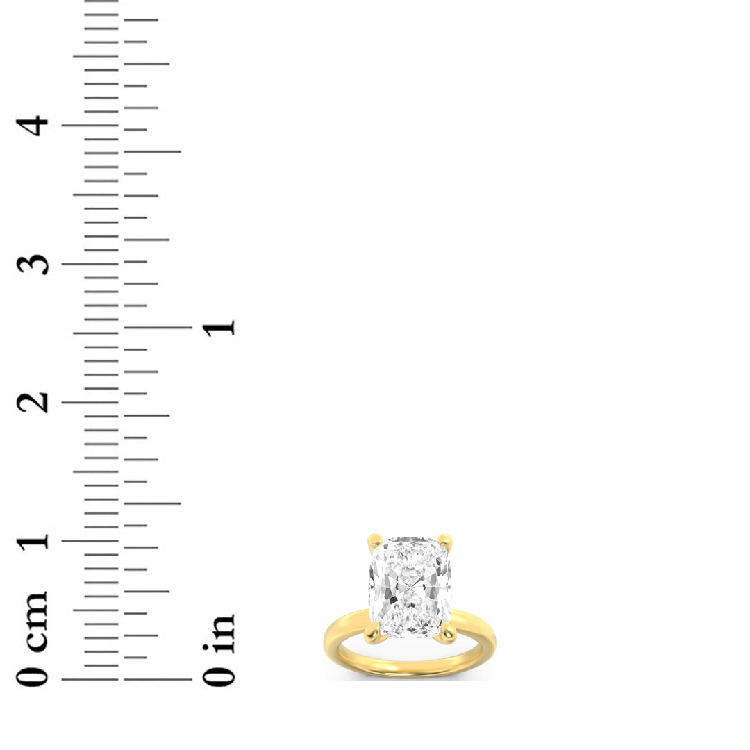 2Cttw Elongated Cushion Shaped Lab Grown Diamond (F/VS) Hidden Halo Plain Shank Engagement Ring in 14K Gold