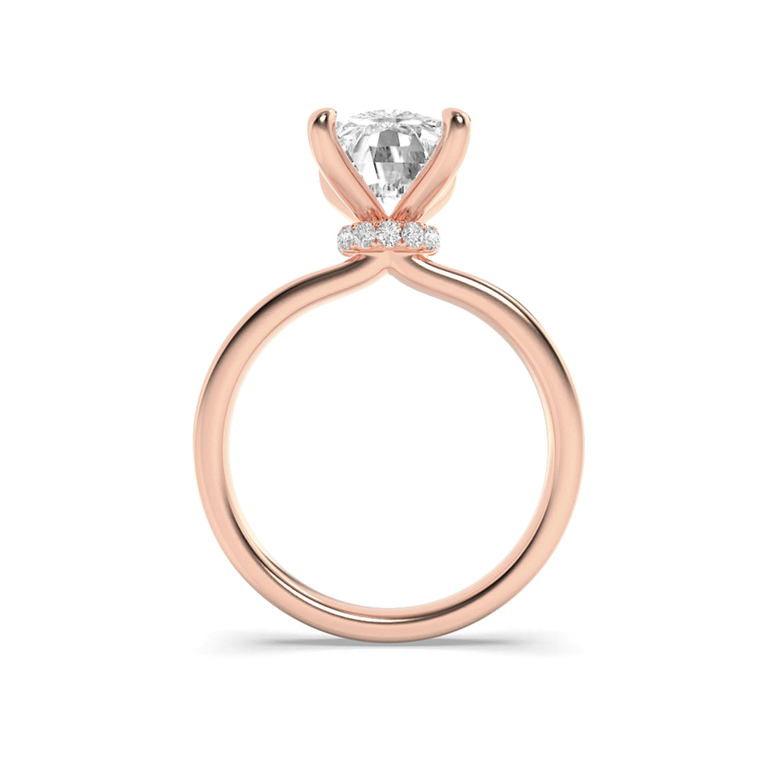 2Cttw Elongated Cushion Shaped Lab Grown Diamond (F/VS) Hidden Halo Plain Shank Engagement Ring in 14K Gold