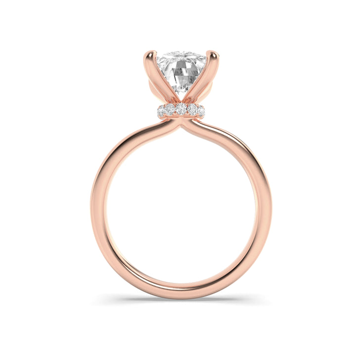 2Cttw Elongated Cushion Shaped Lab Grown Diamond (F/VS) Hidden Halo Plain Shank Engagement Ring in 14K Gold