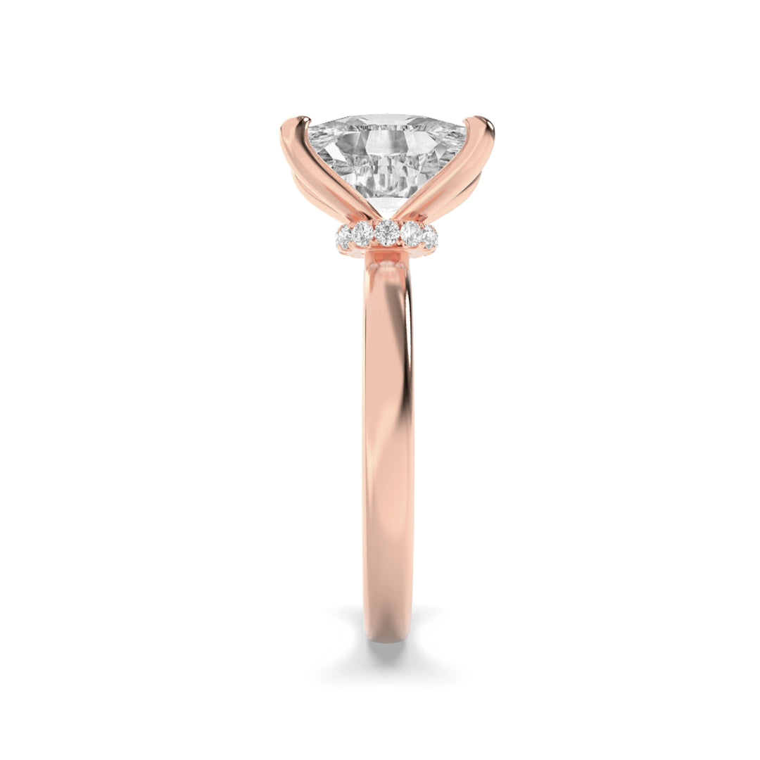 2Cttw Elongated Cushion Shaped Lab Grown Diamond (F/VS) Hidden Halo Plain Shank Engagement Ring in 14K Gold