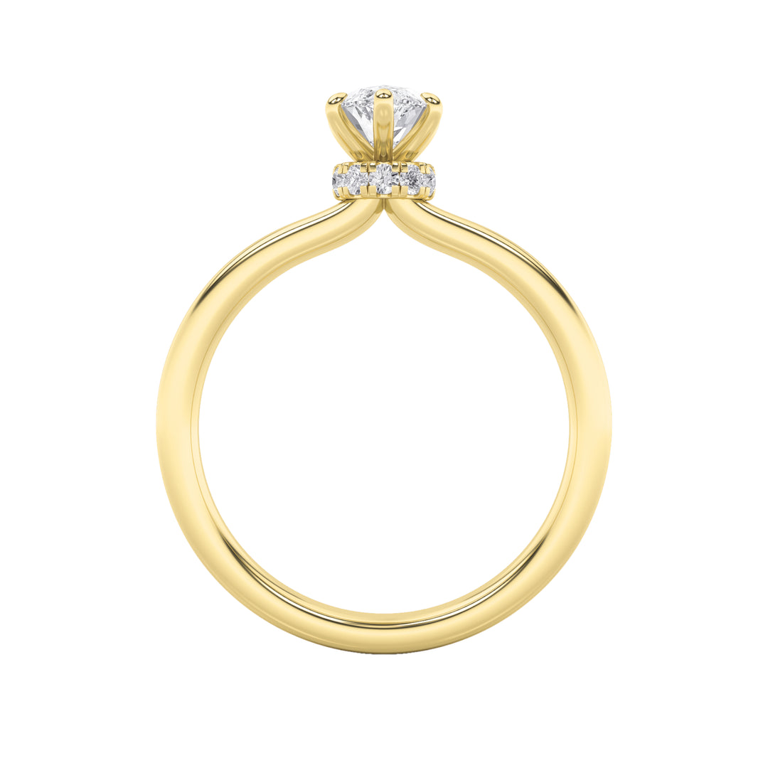 1CTW Marquise Shaped Lab Grown Diamond (F/VS) Hidden Halo Plain Shank Engagement Ring in 14K Gold