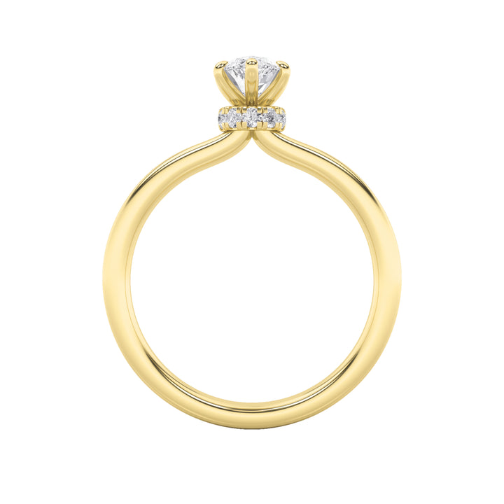 1CTW Marquise Shaped Lab Grown Diamond (F/VS) Hidden Halo Plain Shank Engagement Ring in 14K Gold