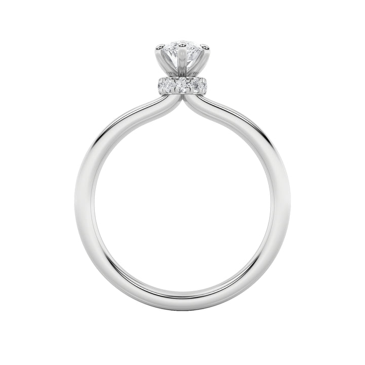 2Cttw Marquise Shaped Lab Grown Diamond (F/VS) Hidden Halo Plain Shank Engagement Ring in 14K Gold