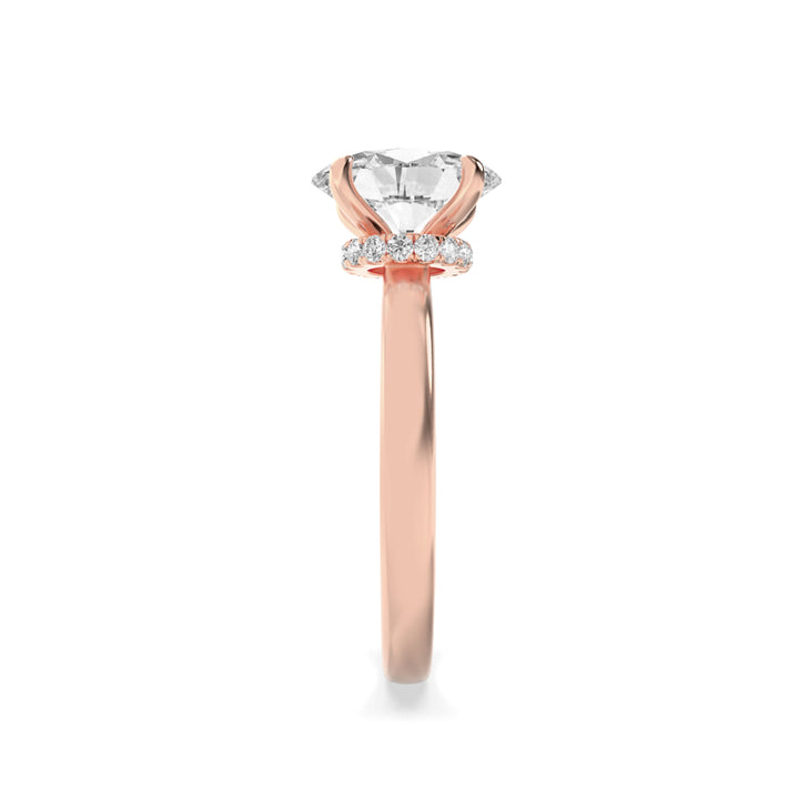 2Cttw Oval Shaped Lab Grown Diamond (F/VS) HiddenHalo Plain Shank Engagement Ring in 14K Gold