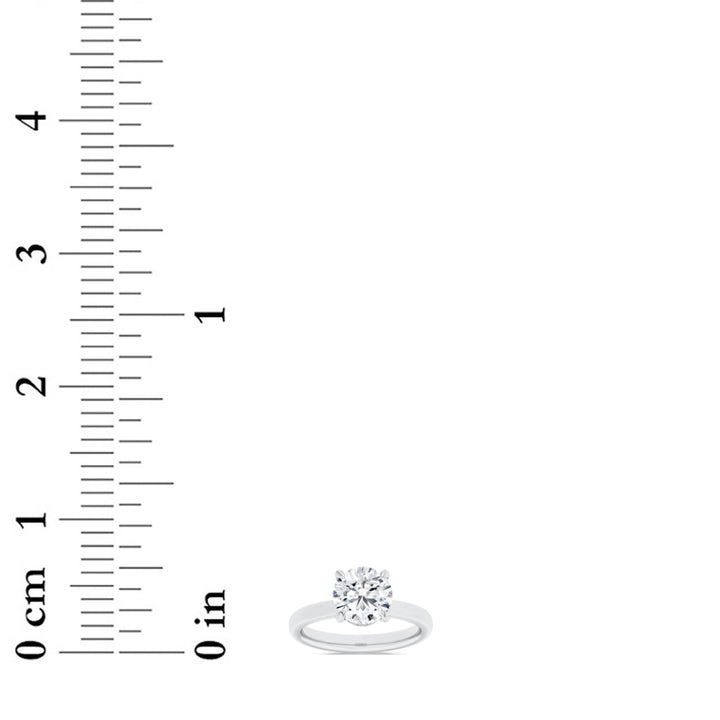 1CTW Round Shaped Lab Grown Diamond (F/VS) Hidden Halo Plain Shank Engagement Ring in 14K Gold