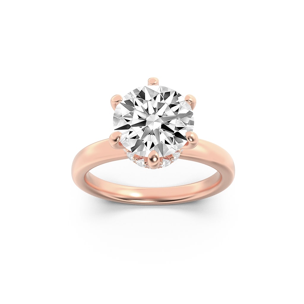 14K Rose Gold 2ct Lab Diamond Solitaire Ring F+VS+