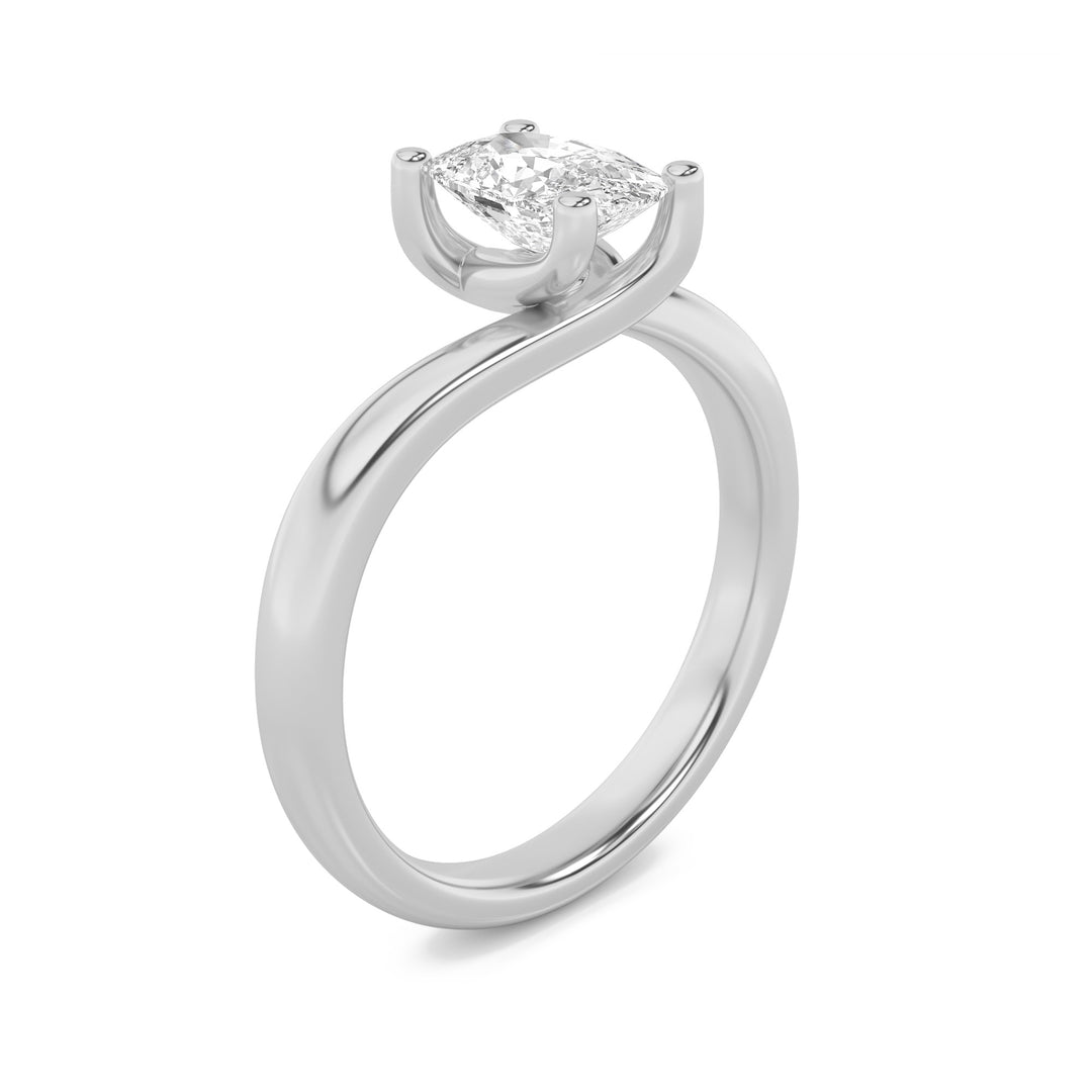 1CTW Elongated Cushion Shaped Lab Grown Diamond (F/VS) Bypass Shank Engagement Ring in 14K Gold