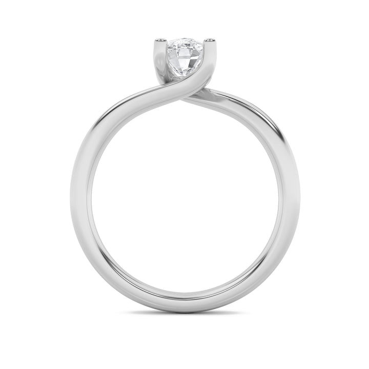 1CTW Elongated Cushion Shaped Lab Grown Diamond (F/VS) Bypass Shank Engagement Ring in 14K Gold