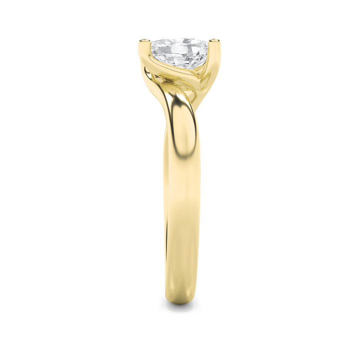 1CTW Elongated Cushion Shaped Lab Grown Diamond (F/VS) Bypass Shank Engagement Ring in 14K Gold