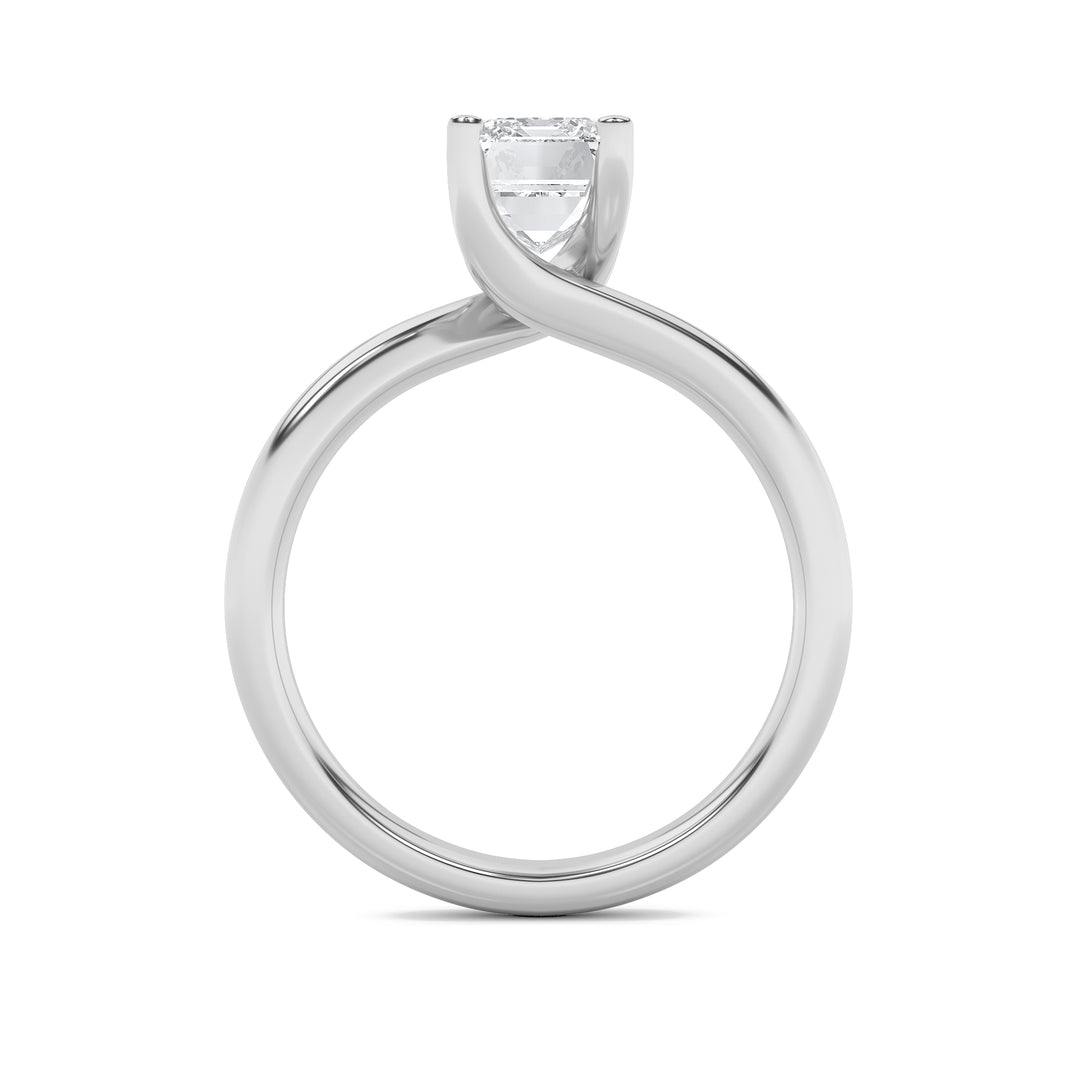 1CTW Emerald Shaped Lab Grown Diamond (F/VS) Bypass Shank Engagement Ring in 14K Gold