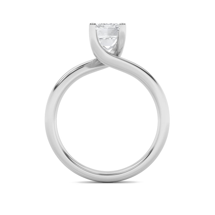 1CTW Emerald Shaped Lab Grown Diamond (F/VS) Bypass Shank Engagement Ring in 14K Gold
