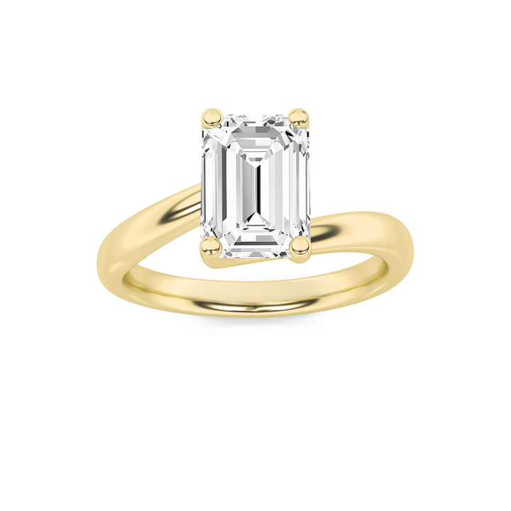 1CTW Emerald Shaped Lab Grown Diamond (F/VS) Bypass Shank Engagement Ring in 14K Gold
