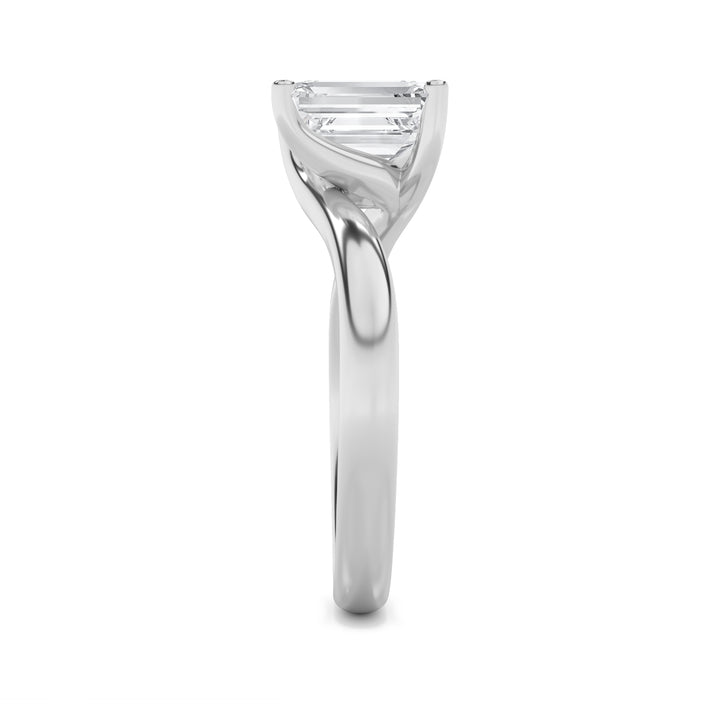 2Cttw Emerald Shaped Lab Grown Diamond (F/VS) Bypass Shank Engagement Ring in 14K Gold