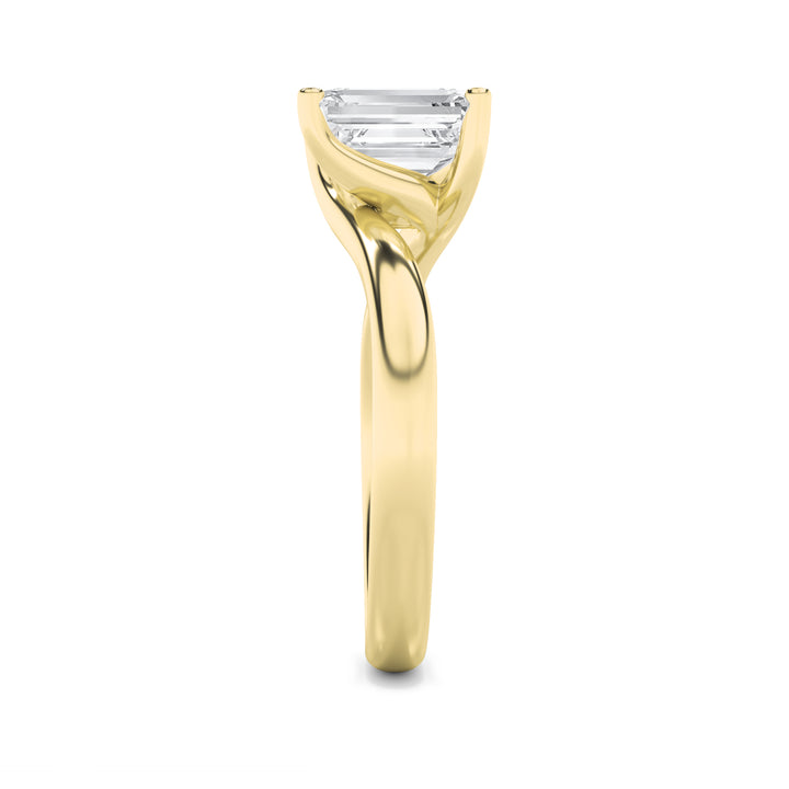 2Cttw Emerald Shaped Lab Grown Diamond (F/VS) Bypass Shank Engagement Ring in 14K Gold