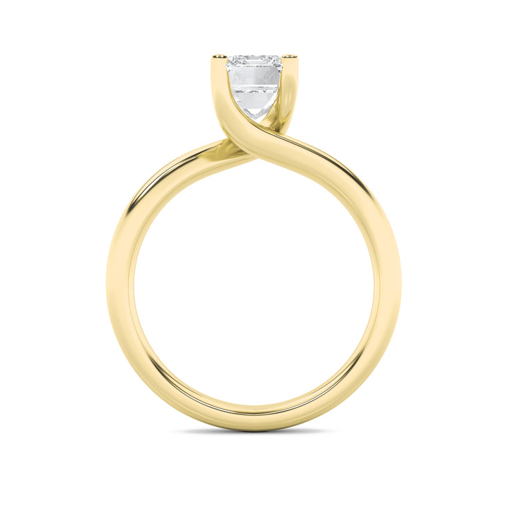 3Cttw Emerald Shaped Lab Grown Diamond (F/VS) Bypass Shank Engagement Ring in 14K Gold