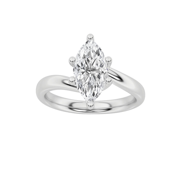1CTW Marquise Shaped Lab Grown Diamond (F/VS) Bypass Shank Engagement Ring in 14K Gold