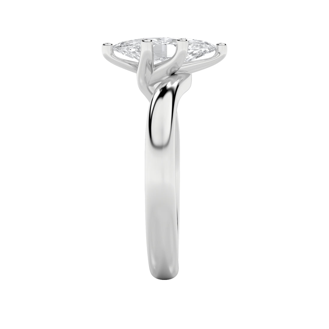 1CTW Marquise Shaped Lab Grown Diamond (F/VS) Bypass Shank Engagement Ring in 14K Gold