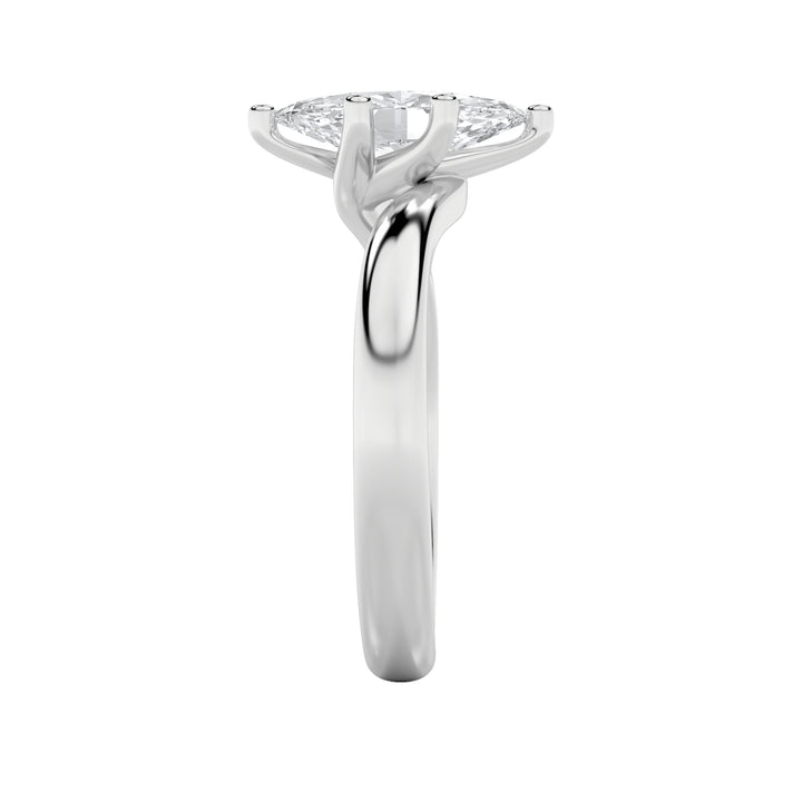 1CTW Marquise Shaped Lab Grown Diamond (F/VS) Bypass Shank Engagement Ring in 14K Gold