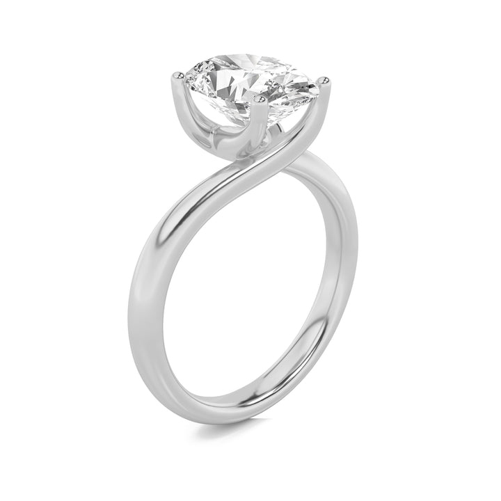 1CTW Oval Shaped Lab Grown Diamond (F/VS) Bypass Shank Engagement Ring in 14K Gold