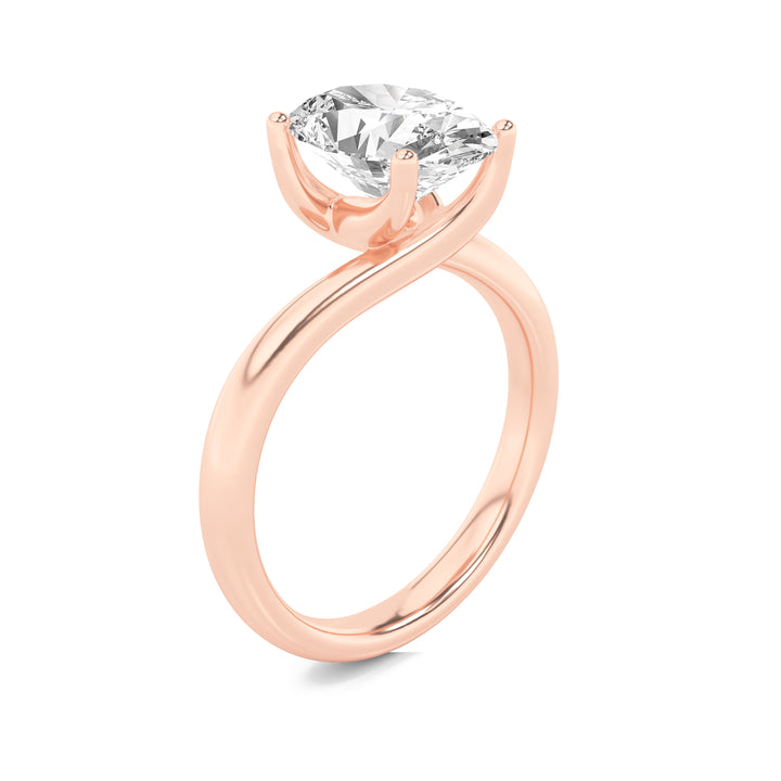 2Cttw Oval Shaped Lab Grown Diamond (F/VS) BypassShank Engagement Ring in 14K Gold