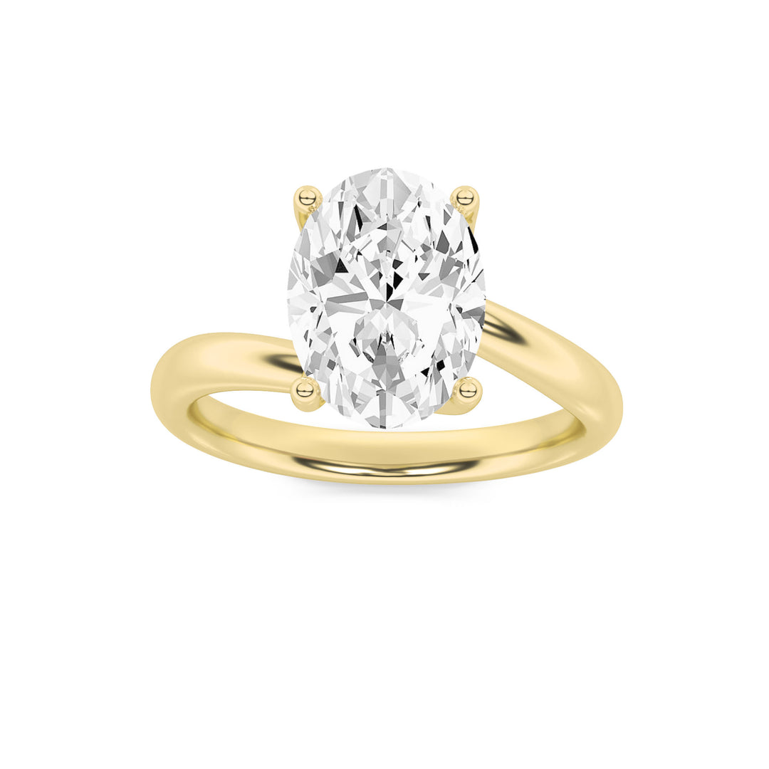 3Cttw Oval Shaped Lab Grown Diamond (F/VS) BypassShank Engagement Ring in 14K Gold