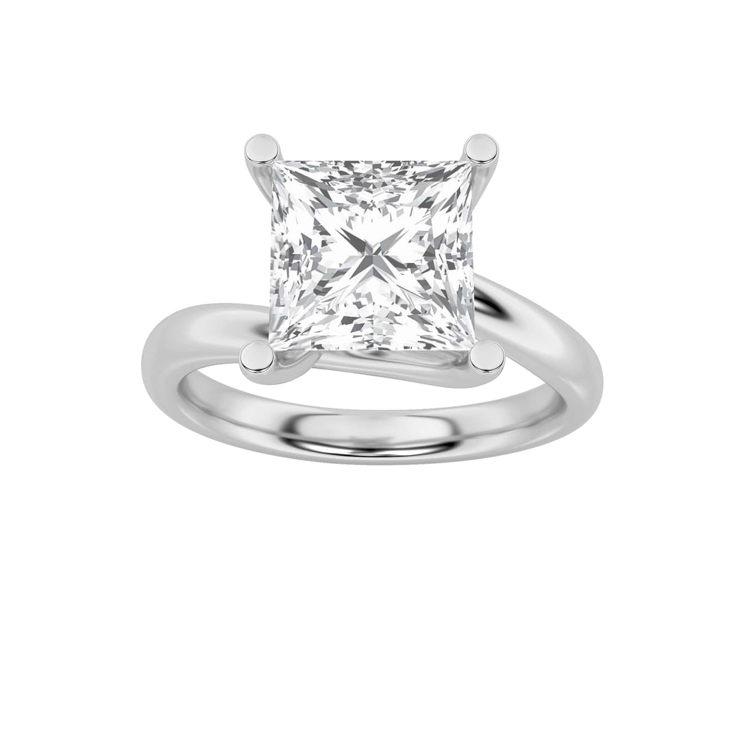 1CTW Princess Shaped Lab Grown Diamond (F/VS) Bypass Shank Engagement Ring in 14K Gold