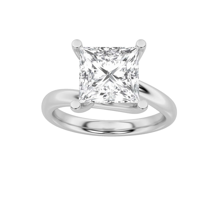 1CTW Princess Shaped Lab Grown Diamond (F/VS) Bypass Shank Engagement Ring in 14K Gold