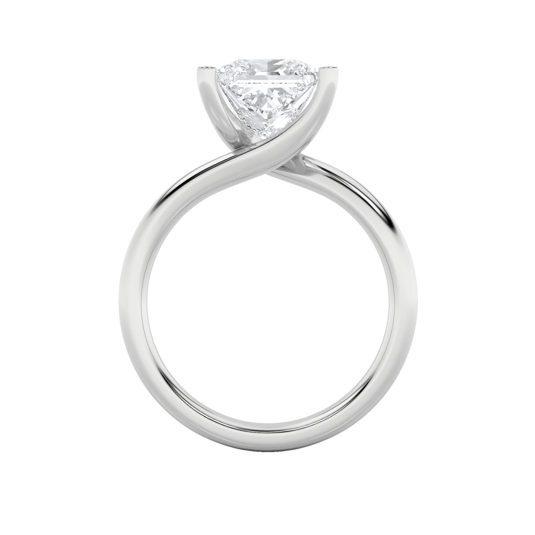 1CTW Princess Shaped Lab Grown Diamond (F/VS) Bypass Shank Engagement Ring in 14K Gold