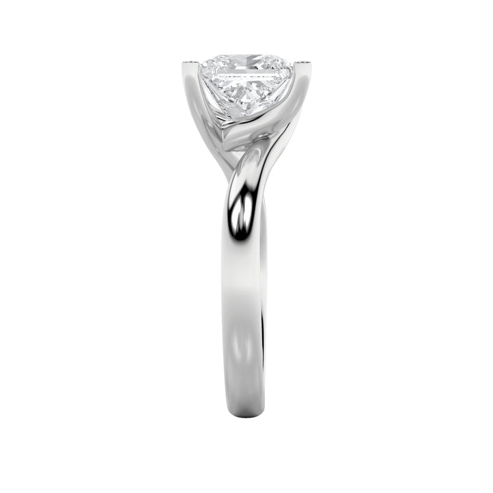 1CTW Princess Shaped Lab Grown Diamond (F/VS) Bypass Shank Engagement Ring in 14K Gold