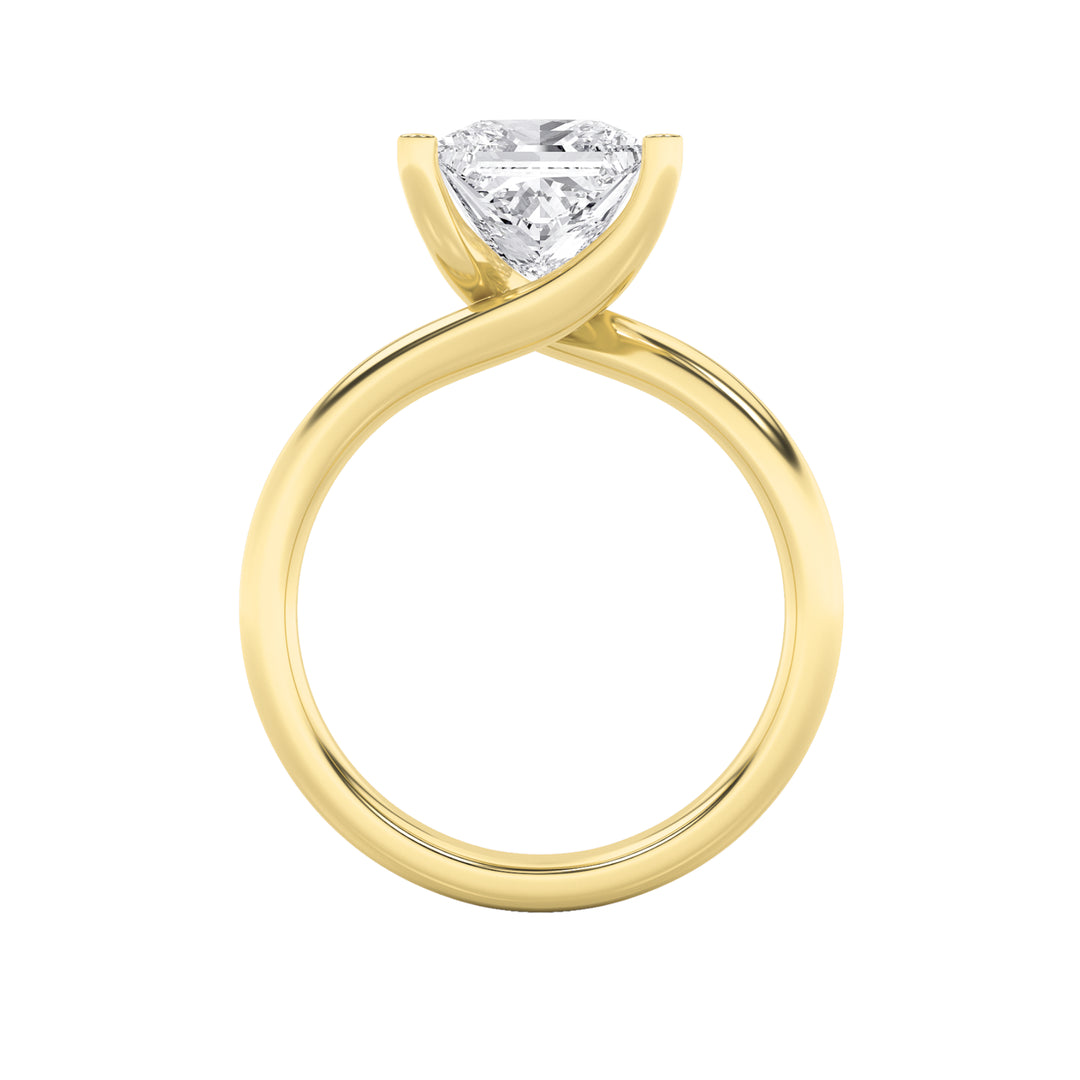 2Cttw Princess Shaped Lab Grown Diamond (F/VS) Bypass Shank Engagement Ring in 14K Gold