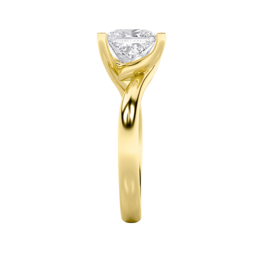 2Cttw Princess Shaped Lab Grown Diamond (F/VS) Bypass Shank Engagement Ring in 14K Gold