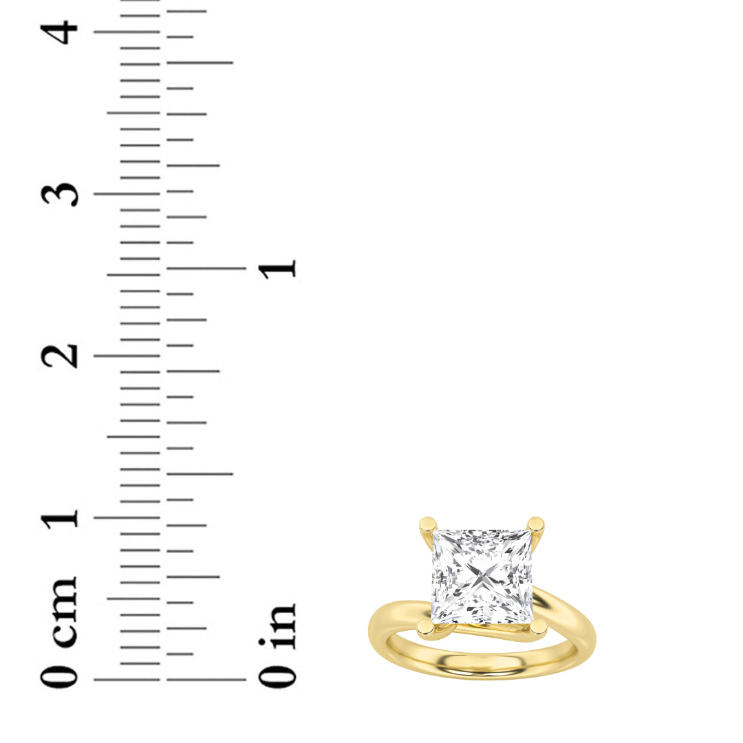 2Cttw Princess Shaped Lab Grown Diamond (F/VS) Bypass Shank Engagement Ring in 14K Gold