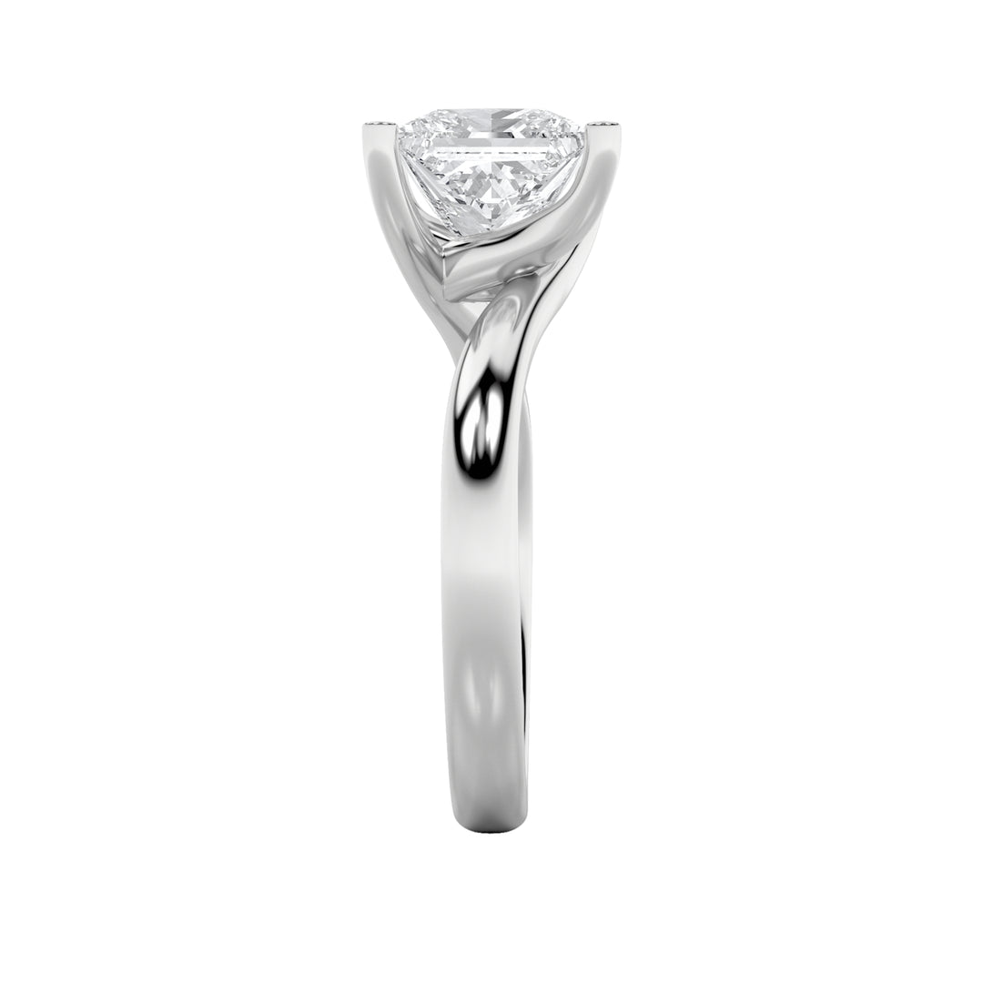 3Cttw Princess Shaped Lab Grown Diamond (F/VS) Bypass Shank Engagement Ring in 14K Gold