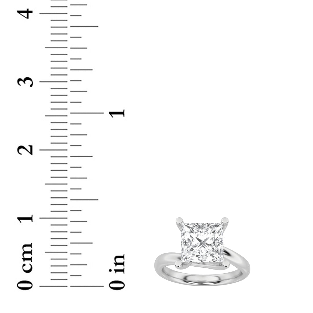 3Cttw Princess Shaped Lab Grown Diamond (F/VS) Bypass Shank Engagement Ring in 14K Gold