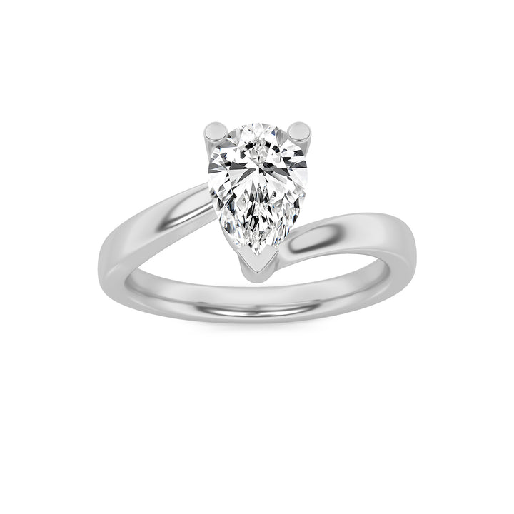 1CTW Pear Shaped Lab Grown Diamond (F/VS) Bypass Shank Engagement Ring in 14K Gold