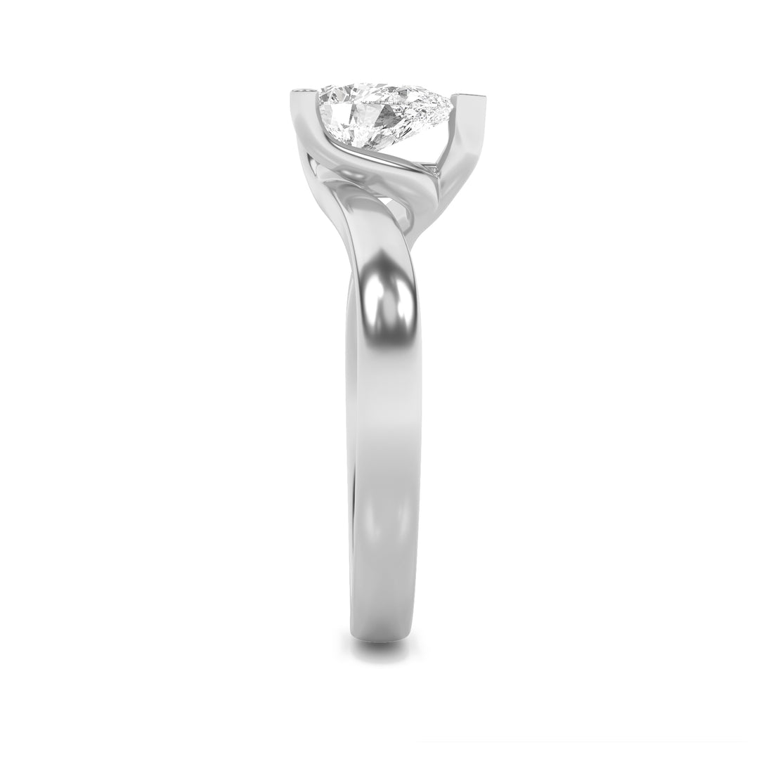 2Cttw Pear Shaped Lab Grown Diamond (F/VS) BypassShank Engagement Ring in 14K Gold